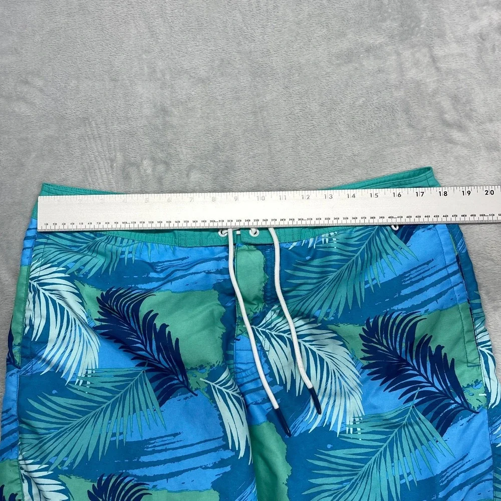 American‎ Eagle Shorts Mens L Green Blue Tropical Print Water Polo Board Surfing